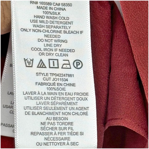 JOIE Shariana Long Sleeve Silk Top In Crimson Size Small NWT - Picture 10 of 10